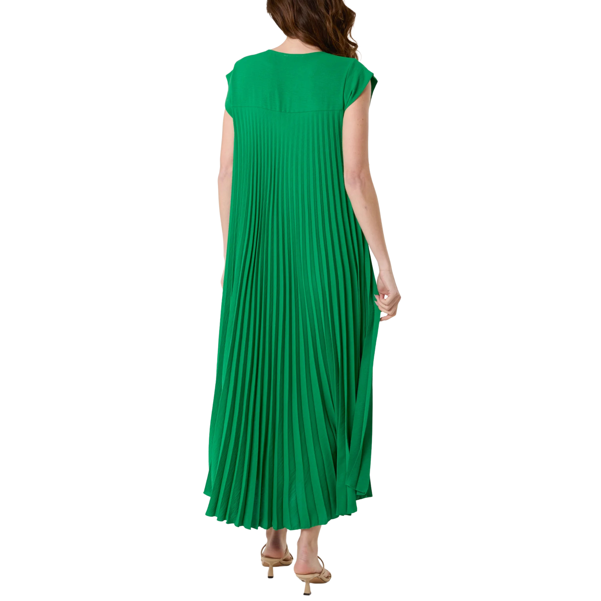 Bright Green pleated Maxi Dress