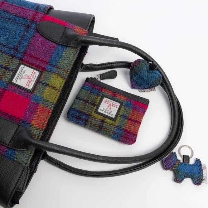 Harris Tweed Coin Purse Blue Pink Check