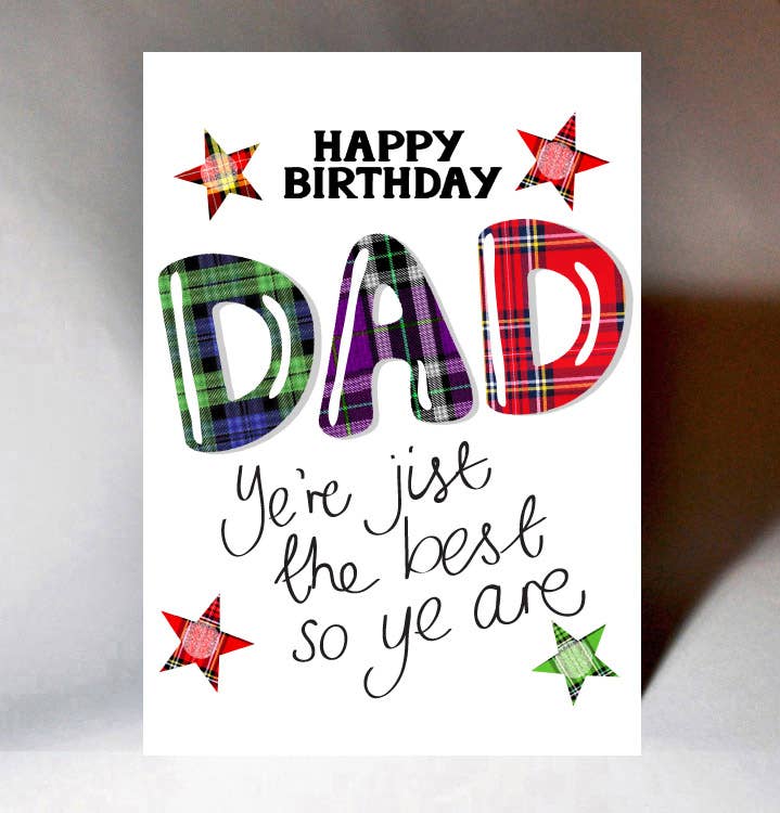 Tartan Words Dad Birthday Card