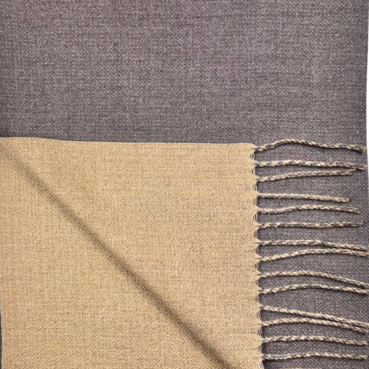 Reversible two tone coloured plain cashmere blend scarf: S