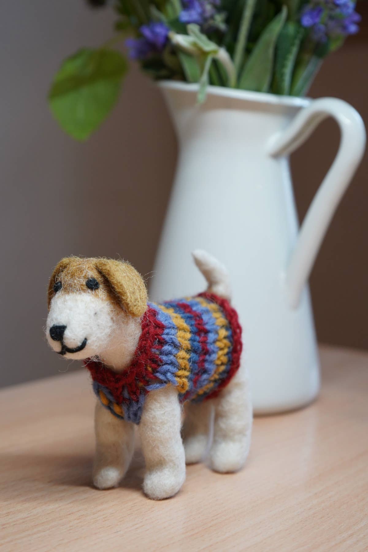 Jack - Hand Felted Wool Terrier Dog in a Jumper Decoration: One Colour