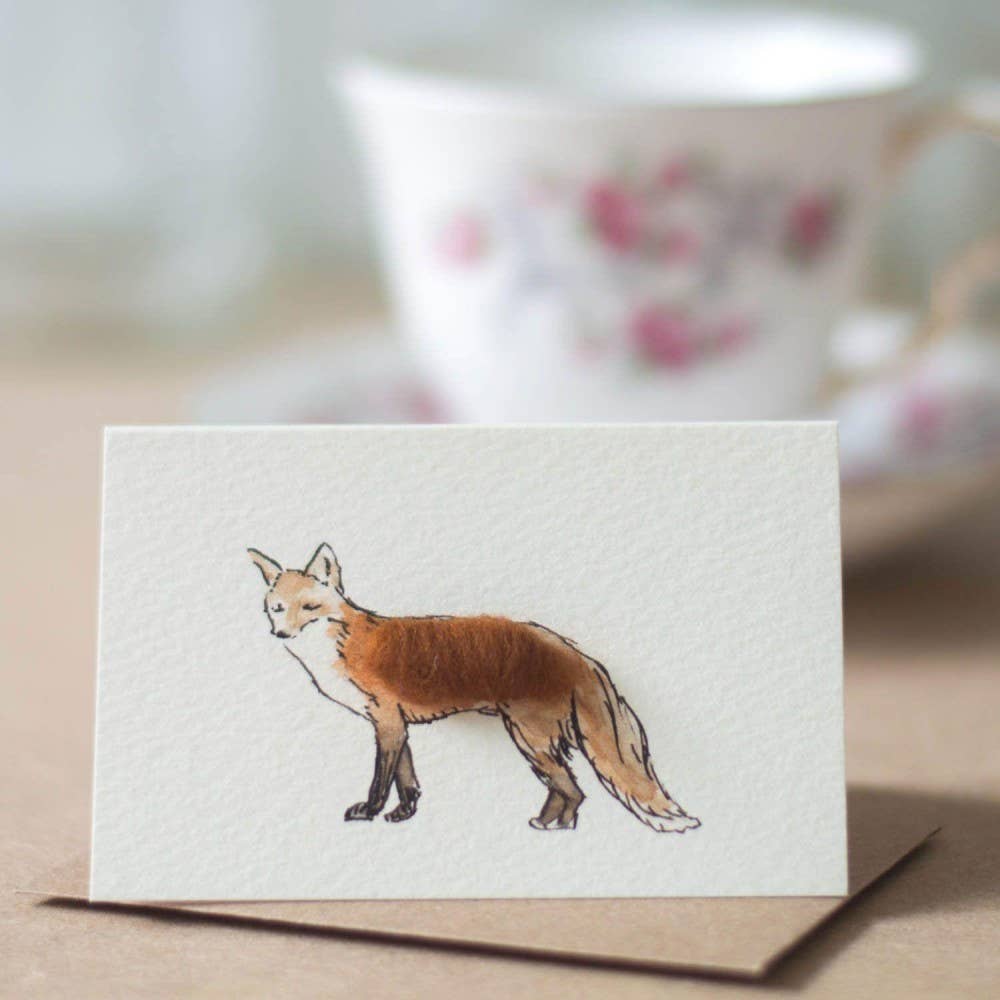 Fox Mini Card with Wool | 3D Greeting Card