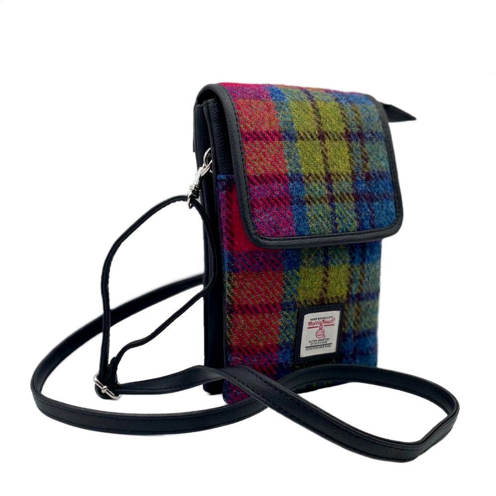 Harris Tweed Mini Crossbody Bag Blue/Pink Check