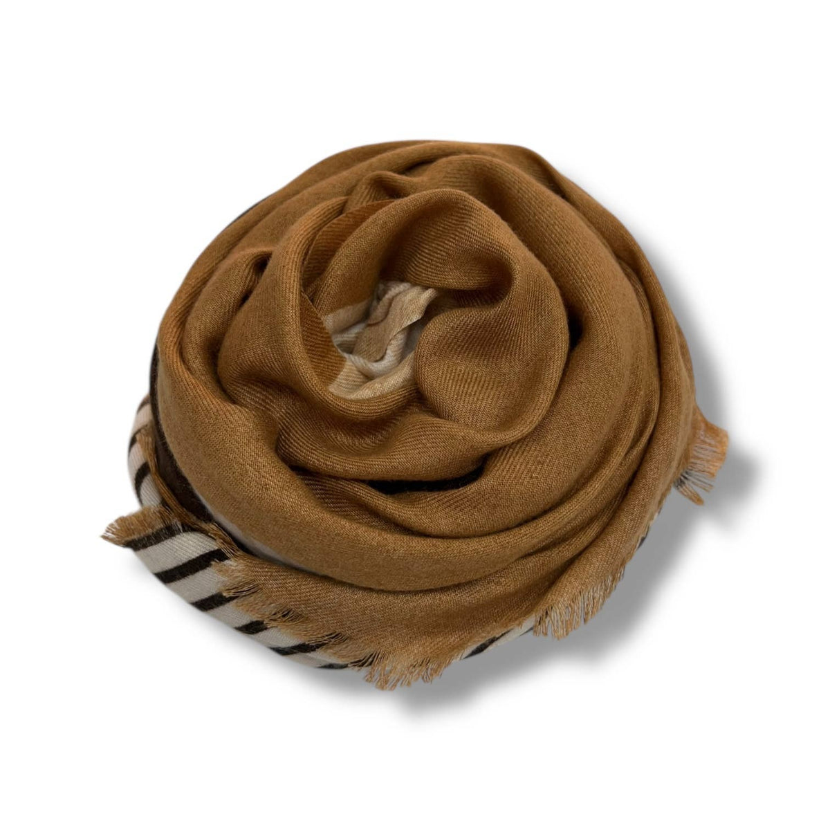 Monochrome Stripe Wool Blend Scarf on medium weight fabric: Black