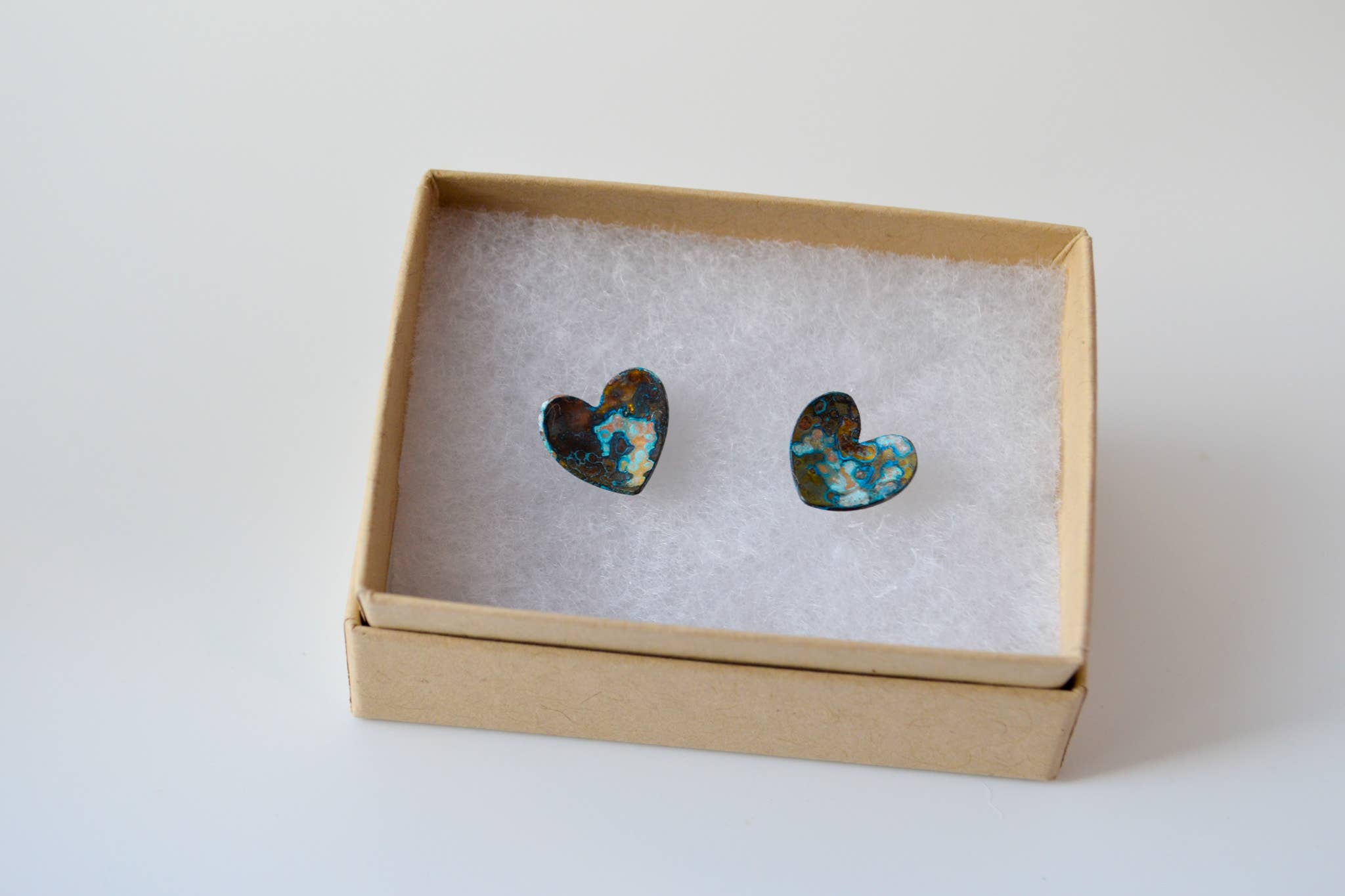 Heart Stud Earrings: Copper / Small