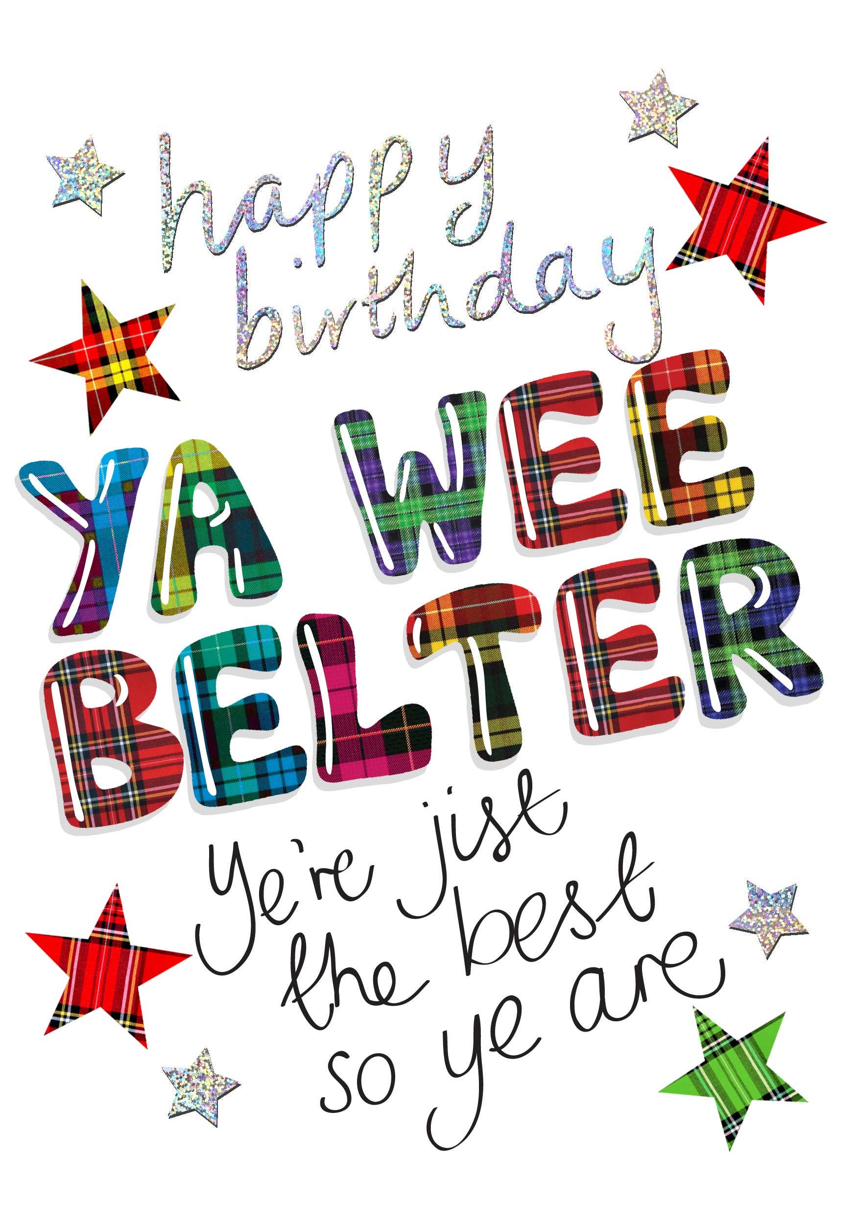 Tartan Words 'YA WEE BELTER' Birthday Card