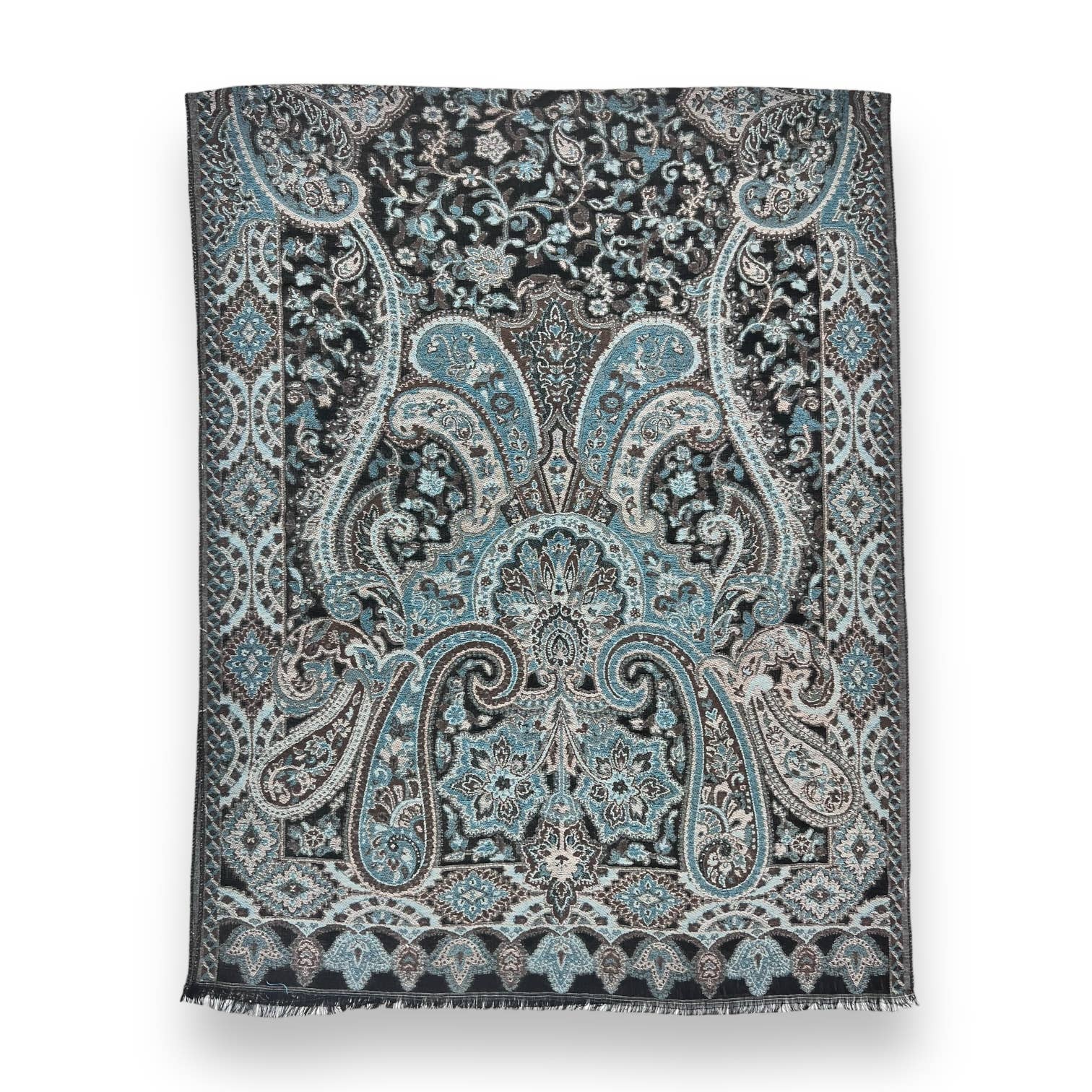 Premium pashmina with paisley print: Black Multi | The Nancy Smillie Shop - Art, Jewellery & Designer Gifts Glasgow Scotland