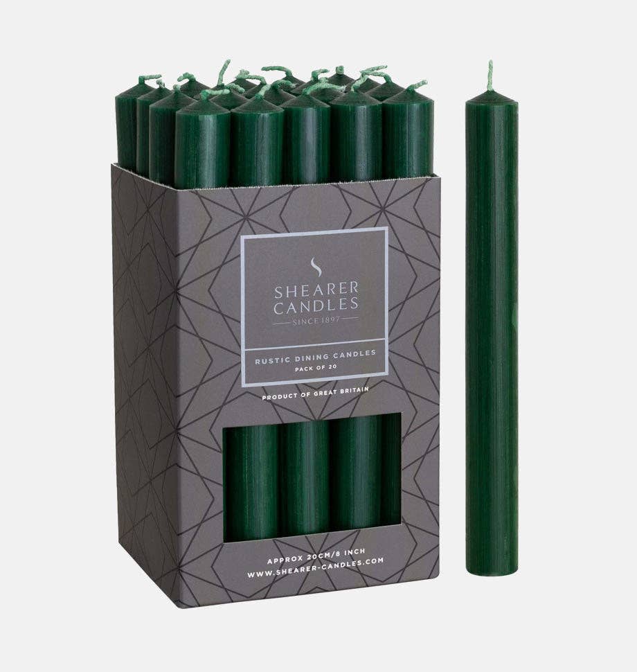 Green 8 inch Dinner Candles x 20