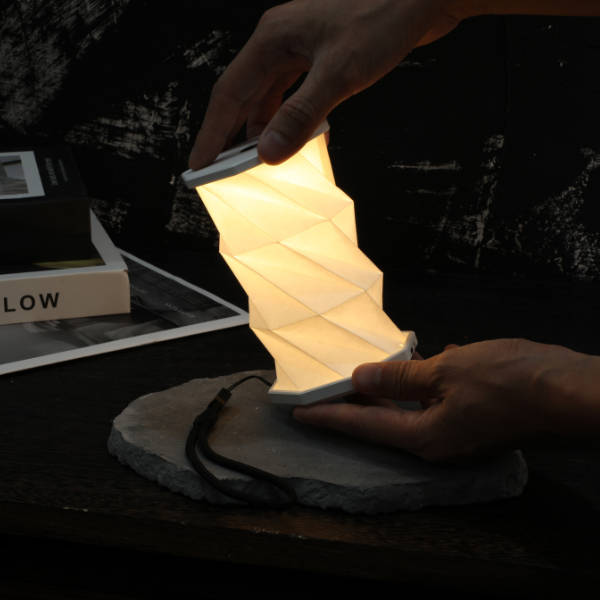 Mini Twist Hexagon Lamp: Walnut Drift
