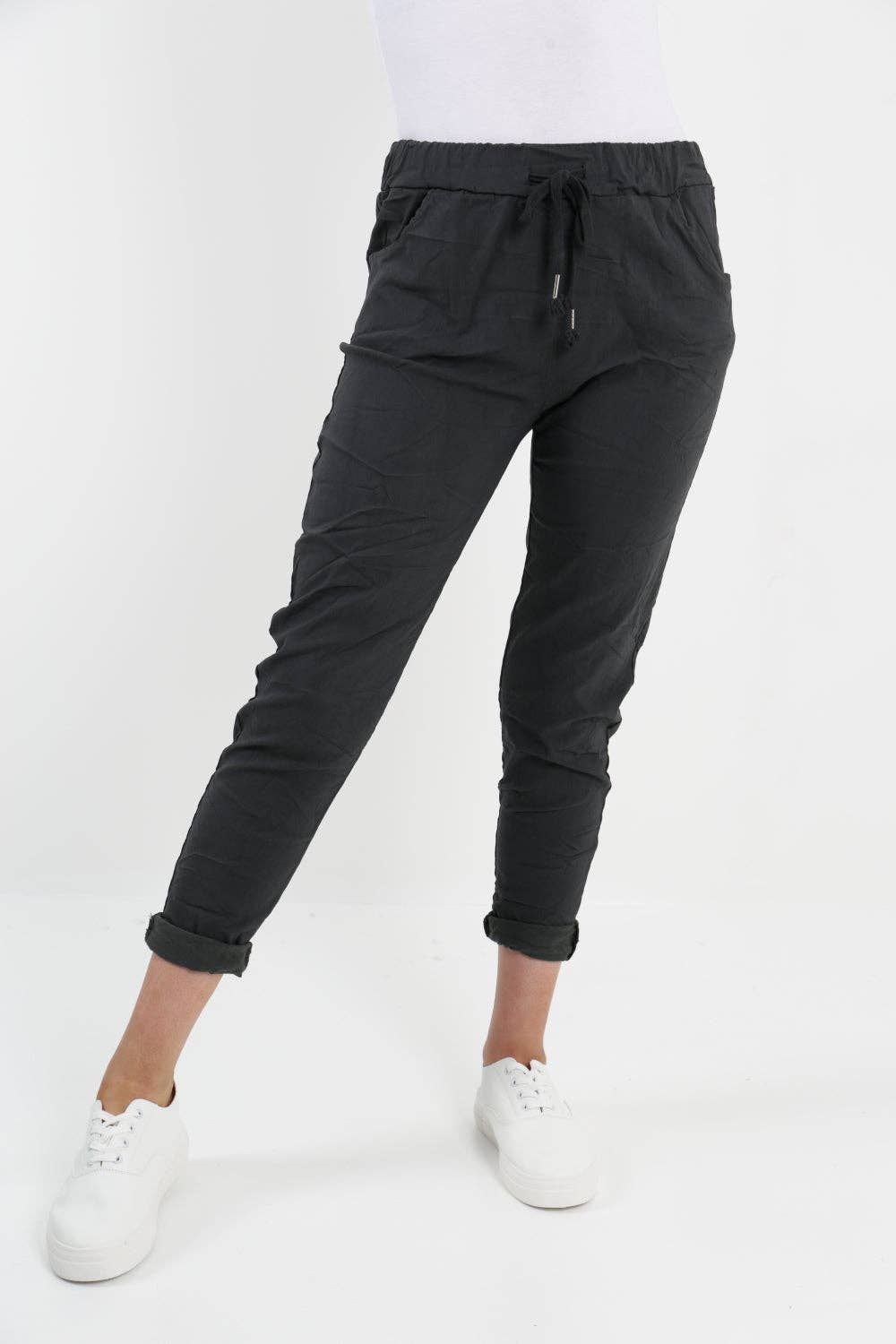Womens Plain Magic Pants Italian Multi Colours: Beige / One Size (UK 10-14)
