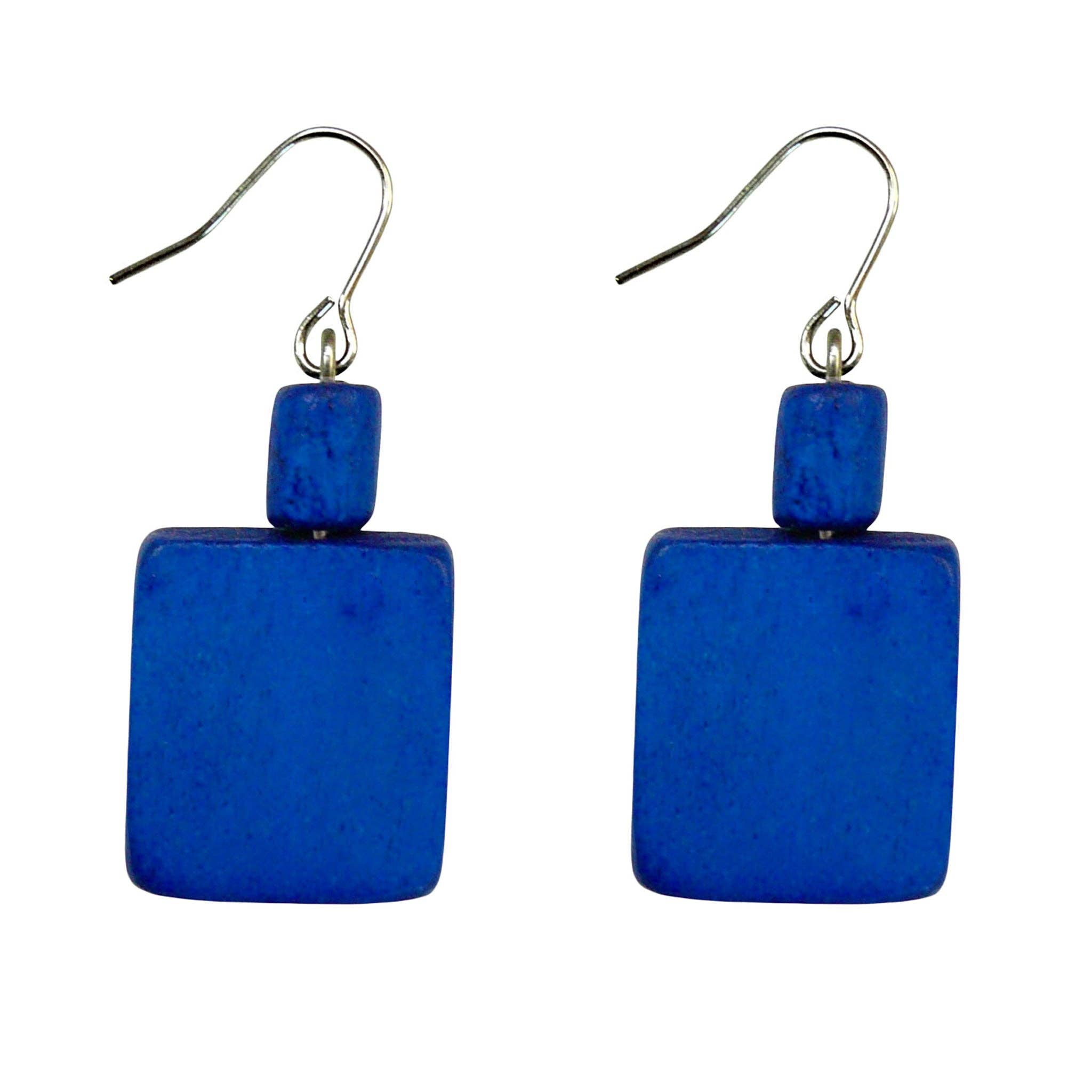 HWSE0 Wood Square Earrings: Royal Blue