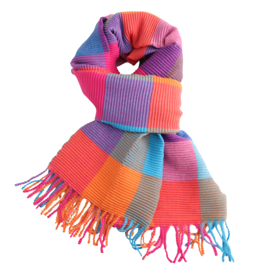 Multi Pleated Tartan Scarf