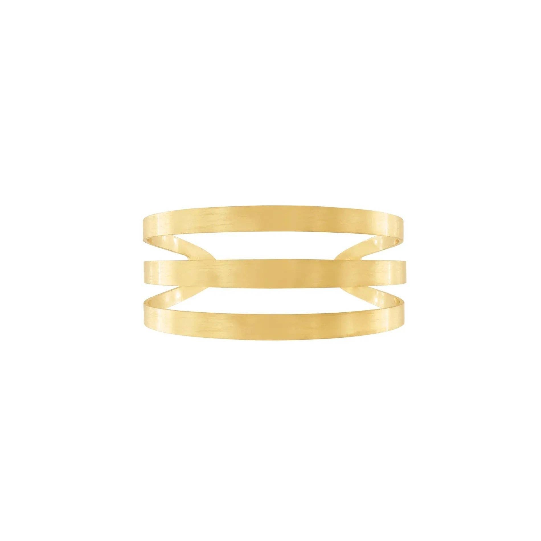 Theia 3 Rows Statement Cuff Bracelet Gold Plating