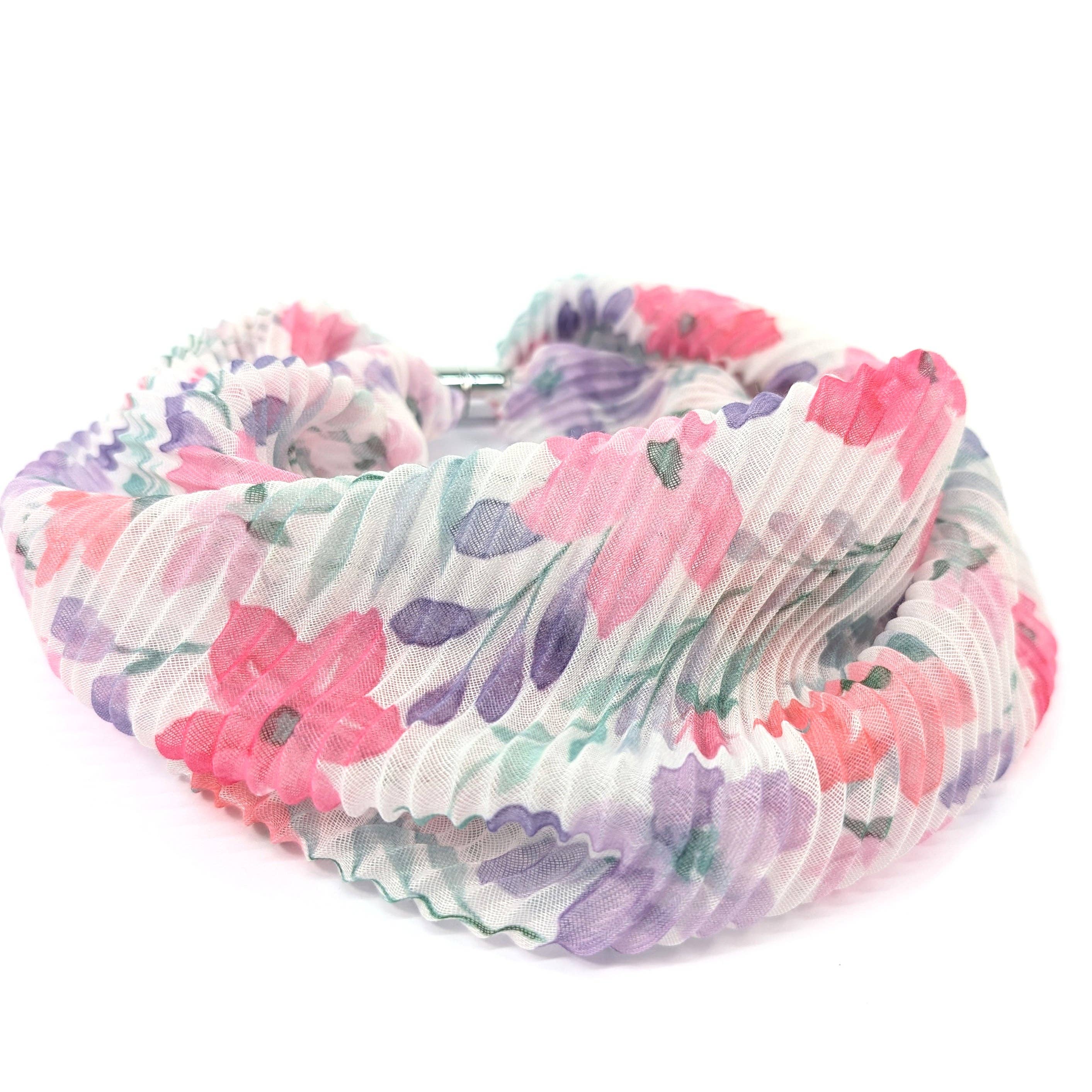 Pastel Flowers Magnetic Neck Scarf - Exclusive Design