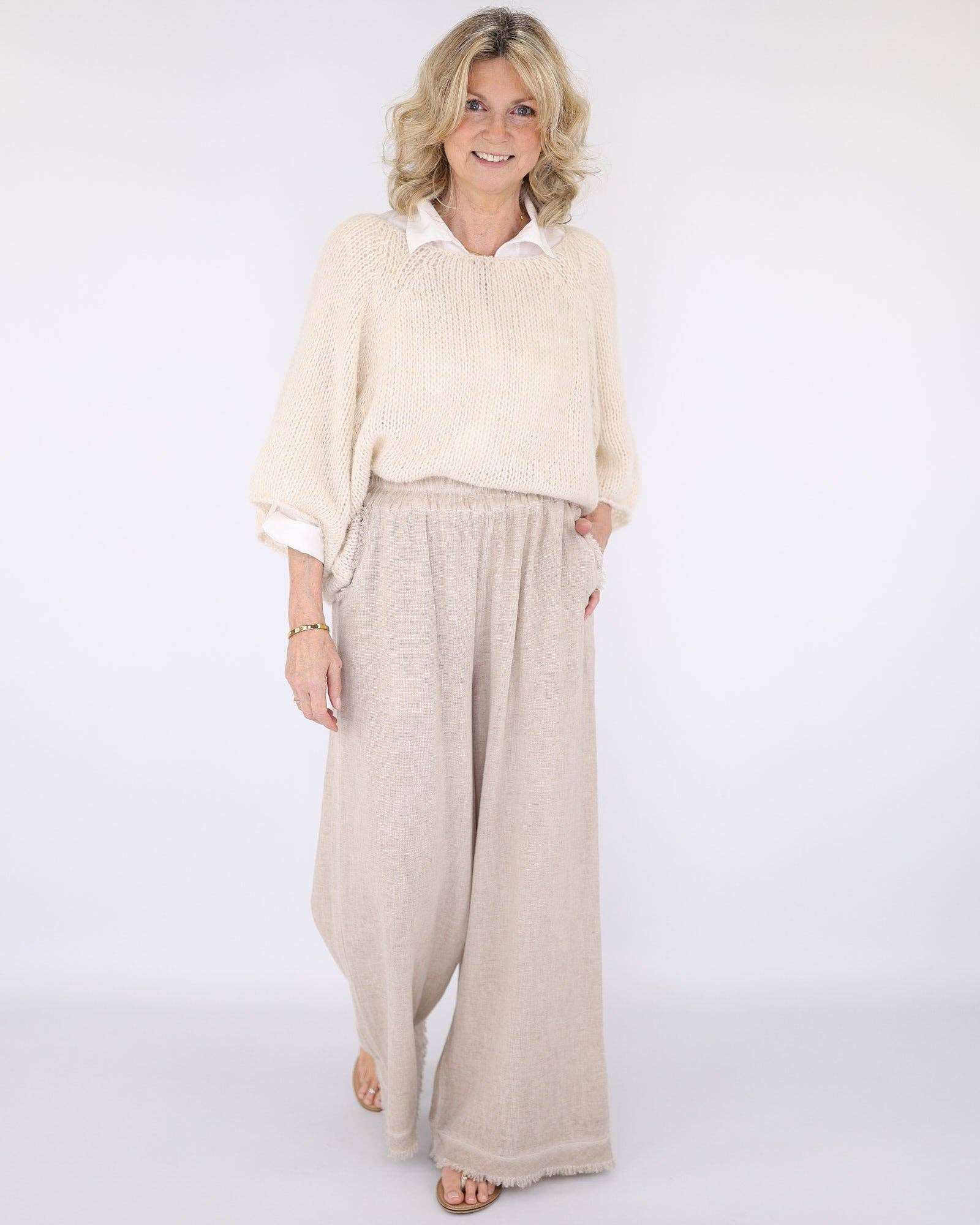 Alpaca Blend Swing Jumper: Cream