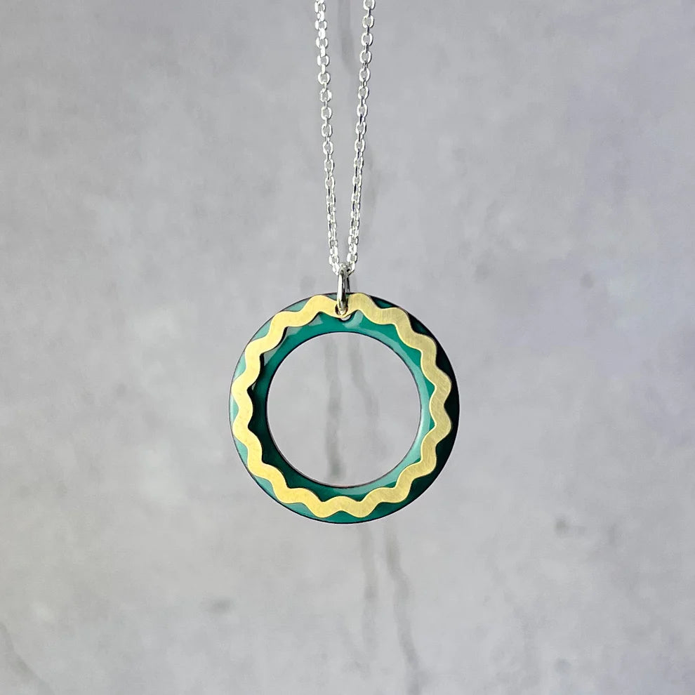 Spruce Wavy Hoop Necklace