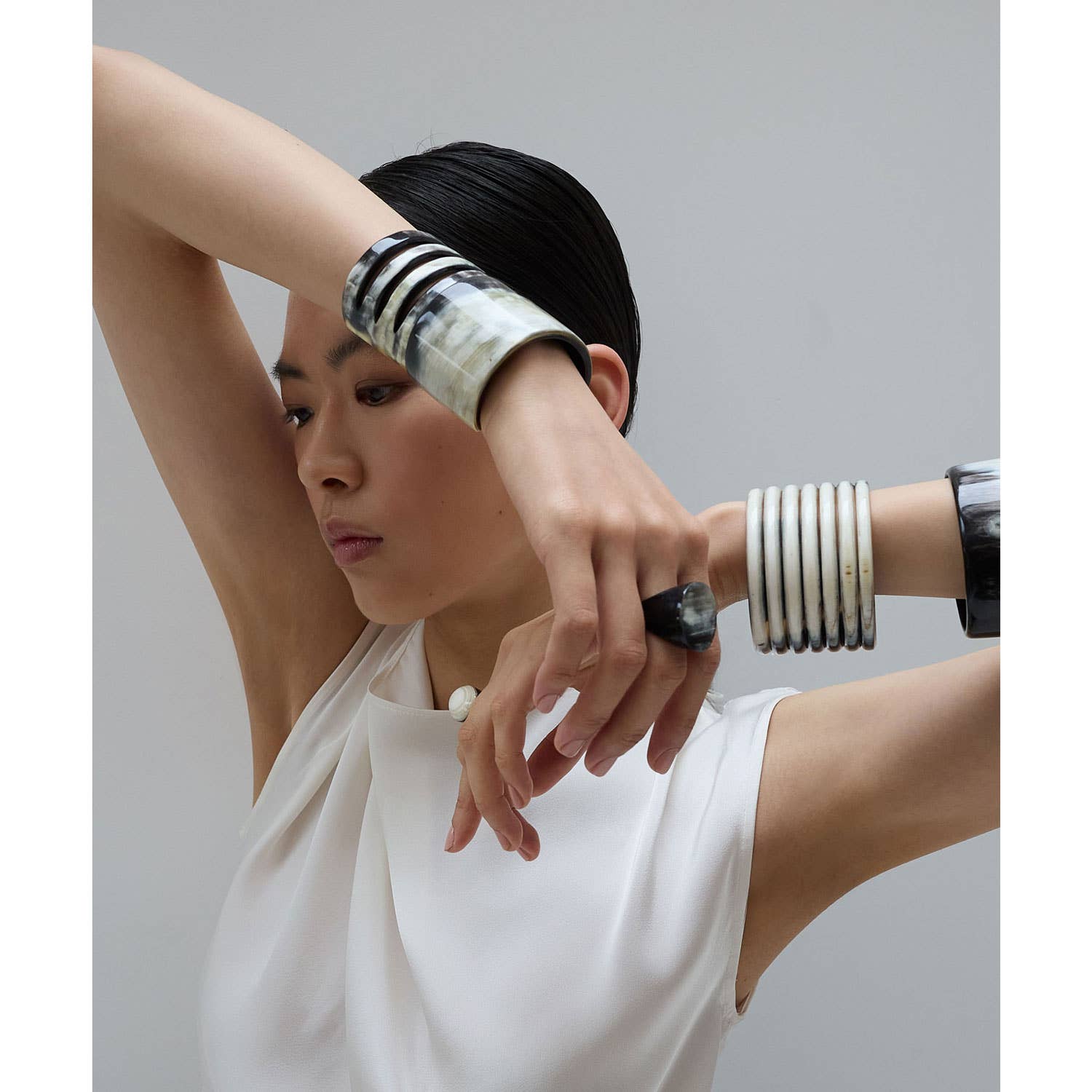 Black Natural Ribbed Horn jewelry Cuff Mothers day gift