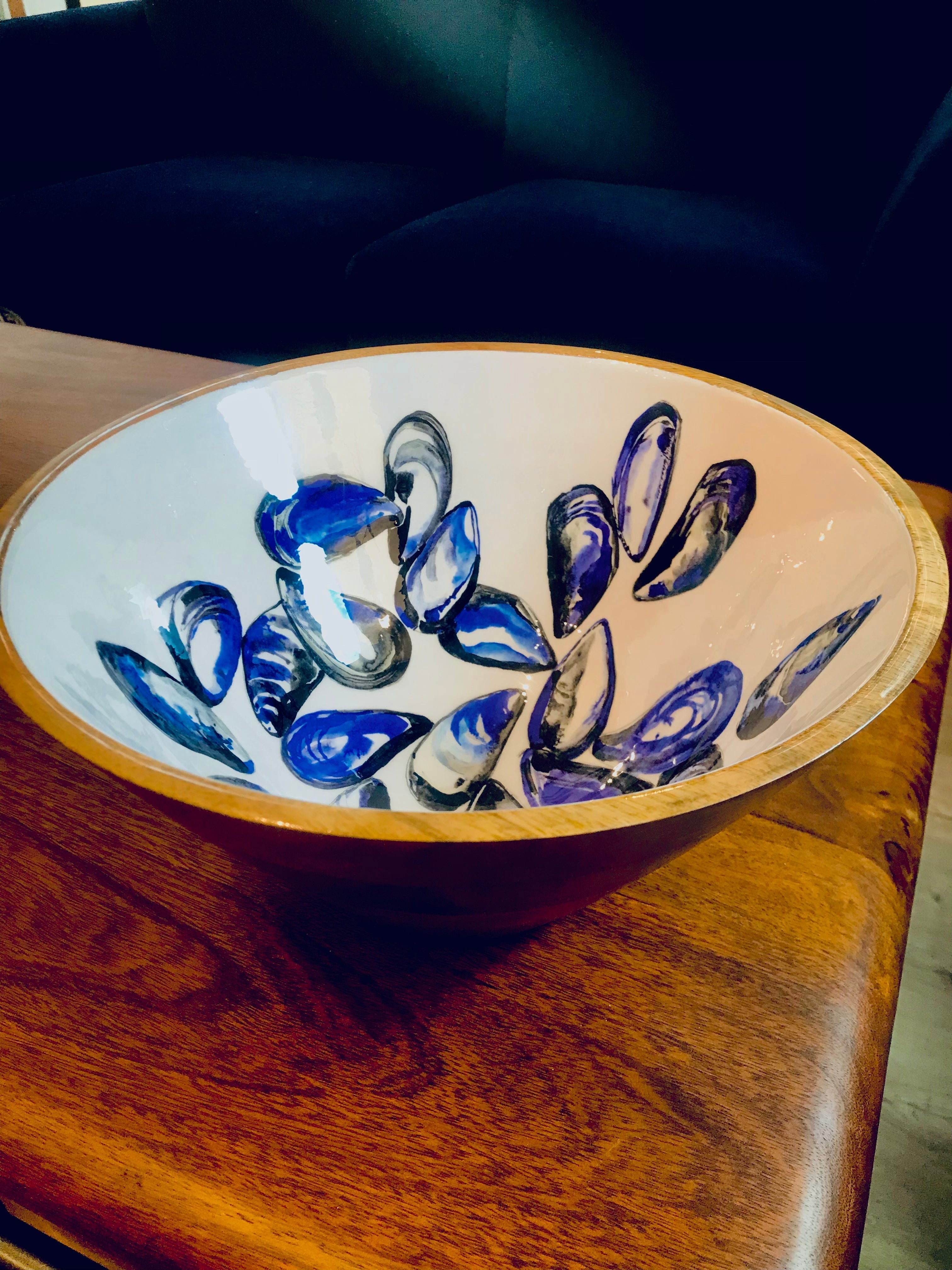 30cm Mussel Wooden Bowl - The Nancy Smillie Shop - Art, Jewellery & Designer Gifts Glasgow