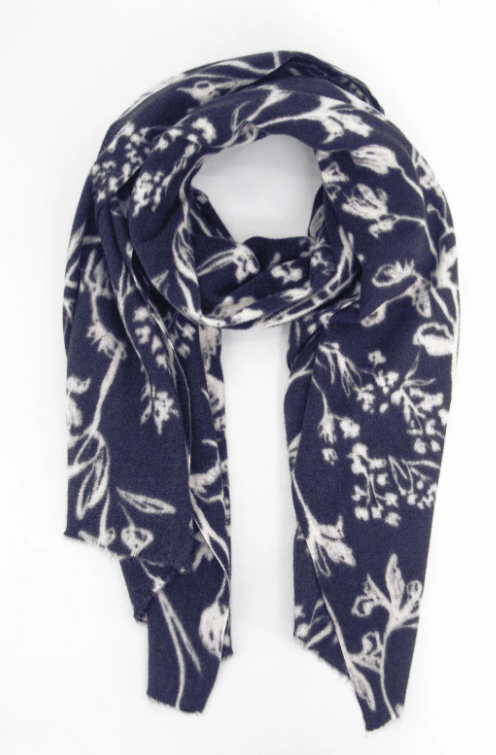 Melanie Lightweight Scarf in Floral Navy | The Nancy Smillie Shop - Art, Jewellery & Designer Gifts Glasgow Scotland