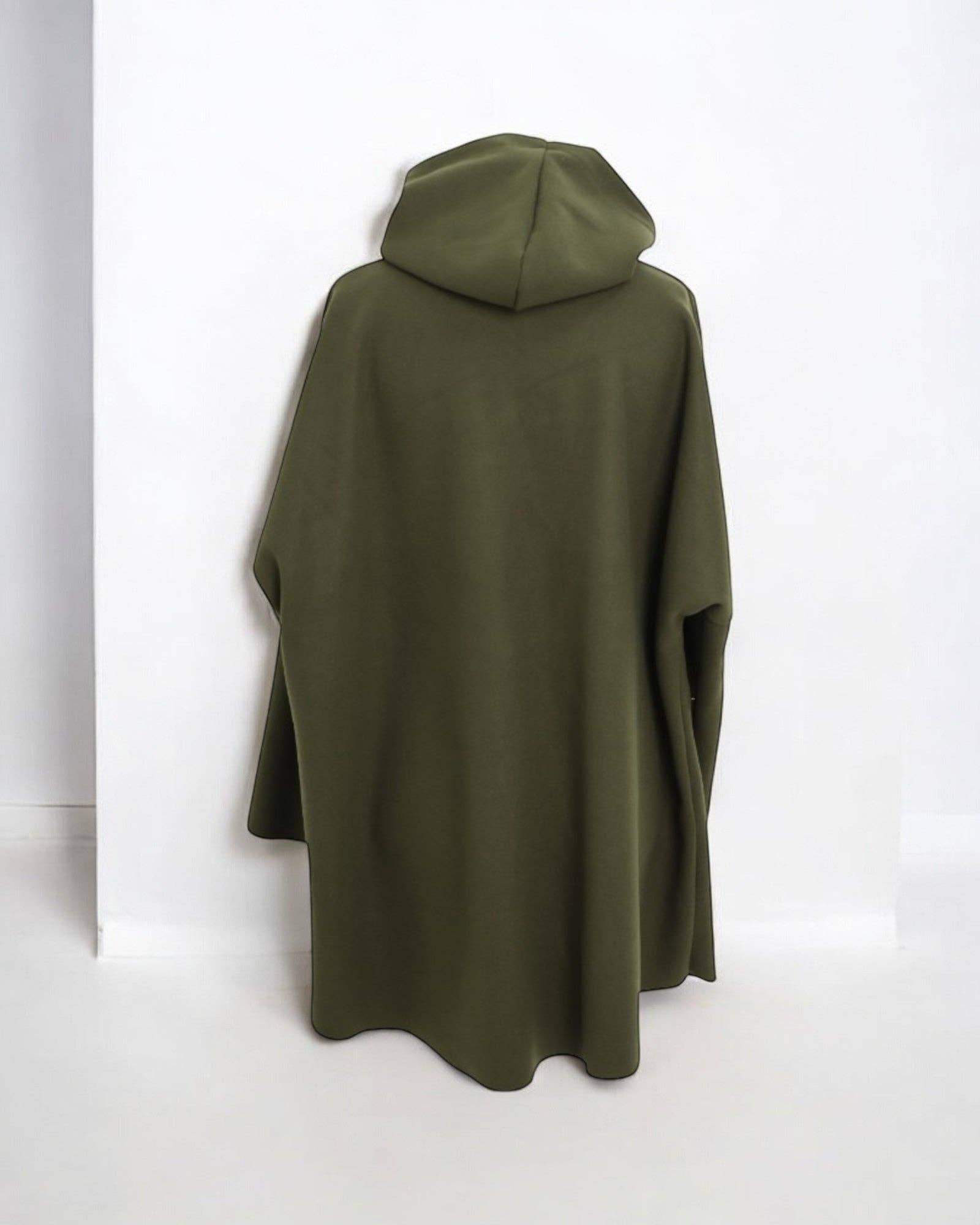 Italian Oversized Longsleeve Zip Up Drawstring Hooded Jacket: Beige / One Size To Fit UK 8-22