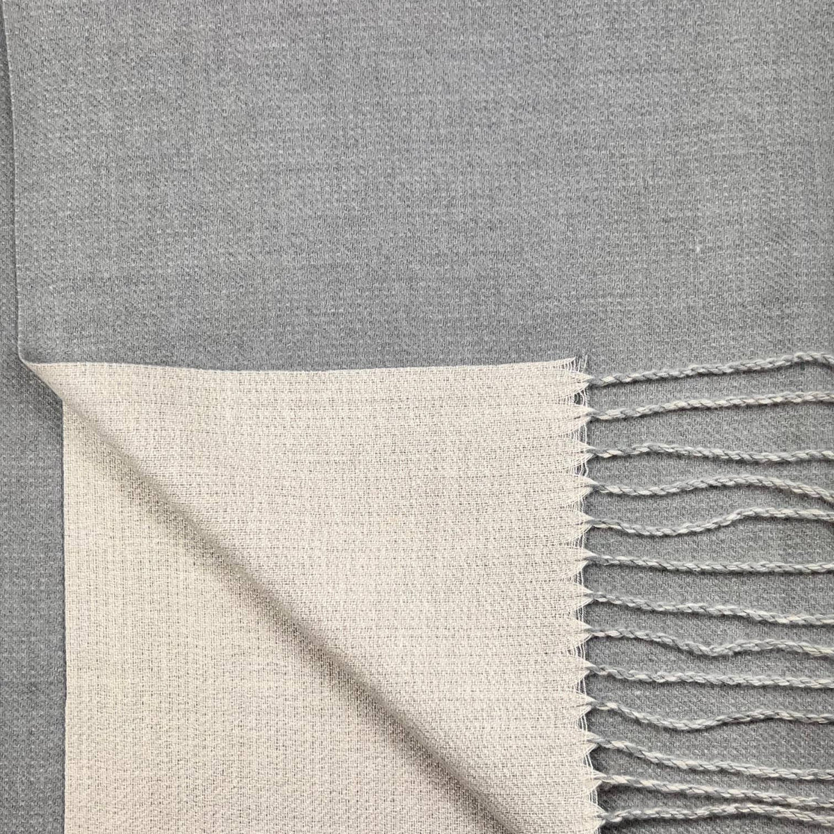 Reversible two tone coloured plain cashmere blend scarf: S