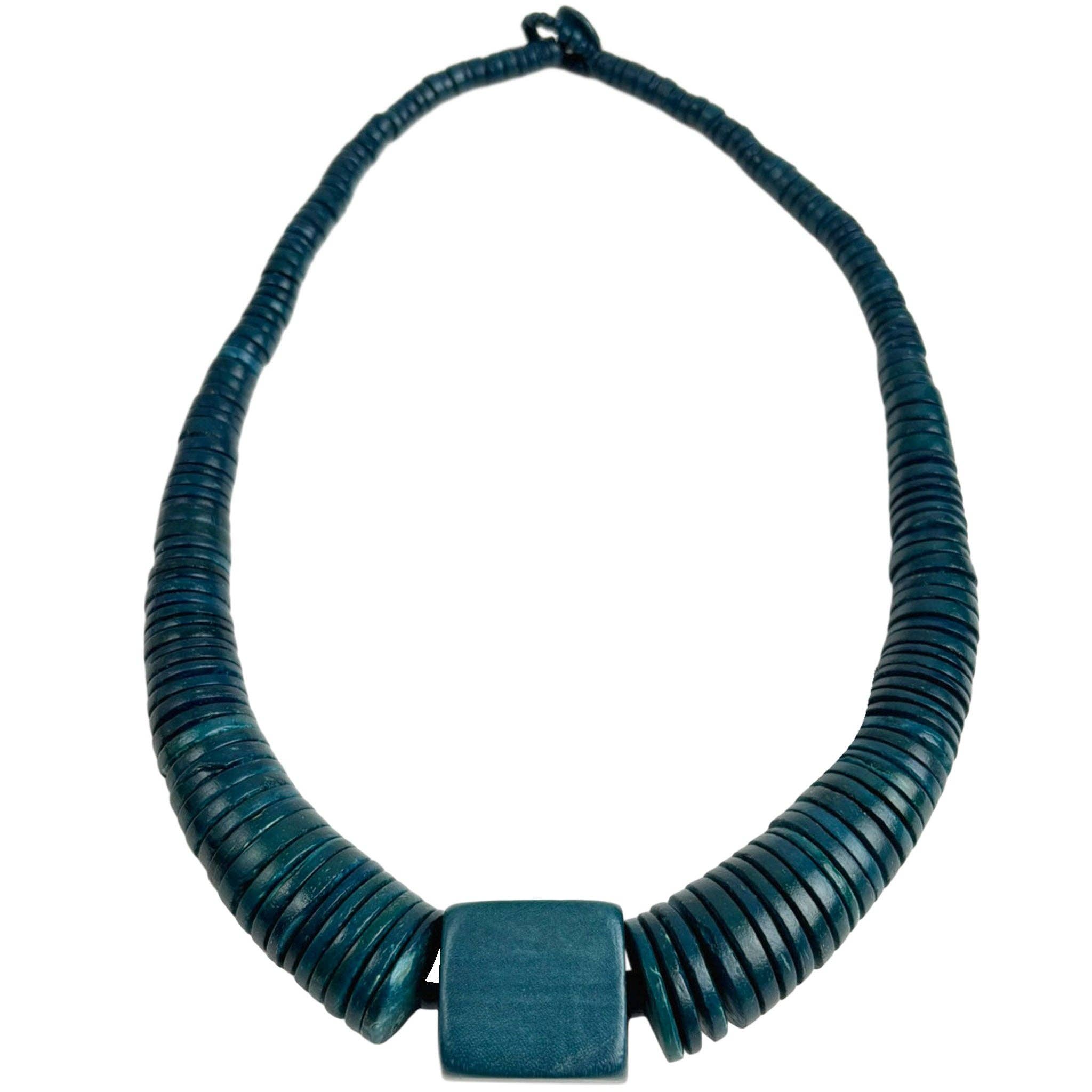 Square Pendant Necklace (x3 colours): Denim Blue