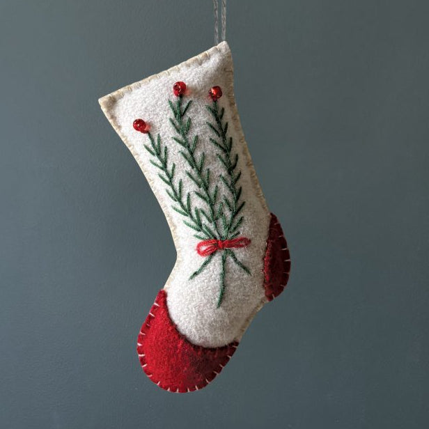 Cream Stocking Hanging Embroidered