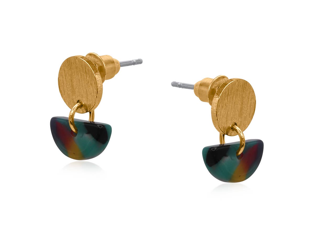 Padua Petite Resin Earrings: PURPLE/GREEN