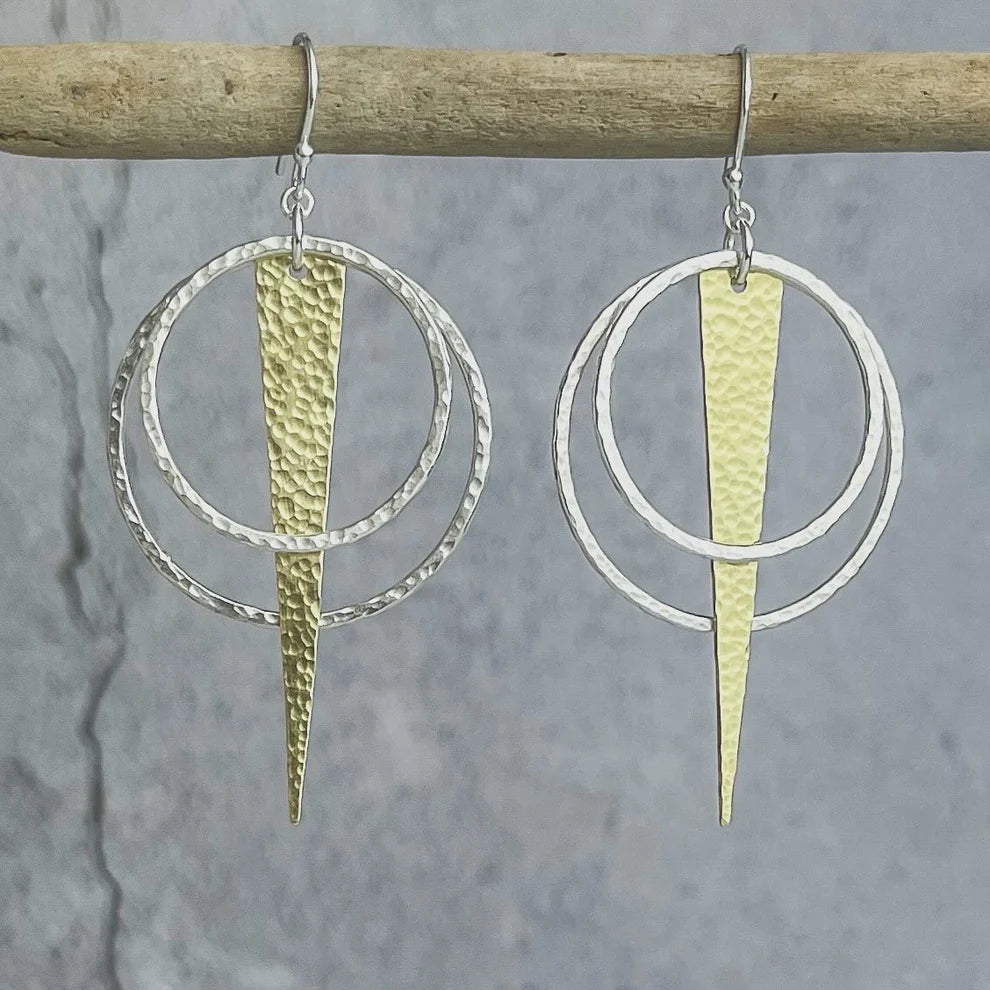 Brass Triangle Hoop Earrings