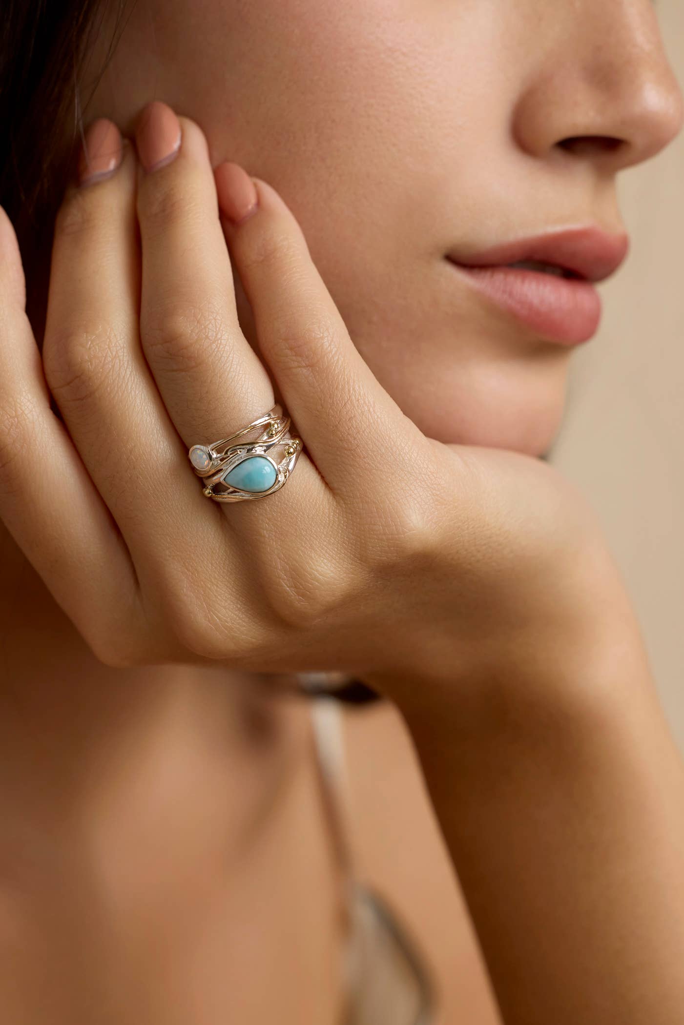 Silver Teardrop Opalite Ring: O