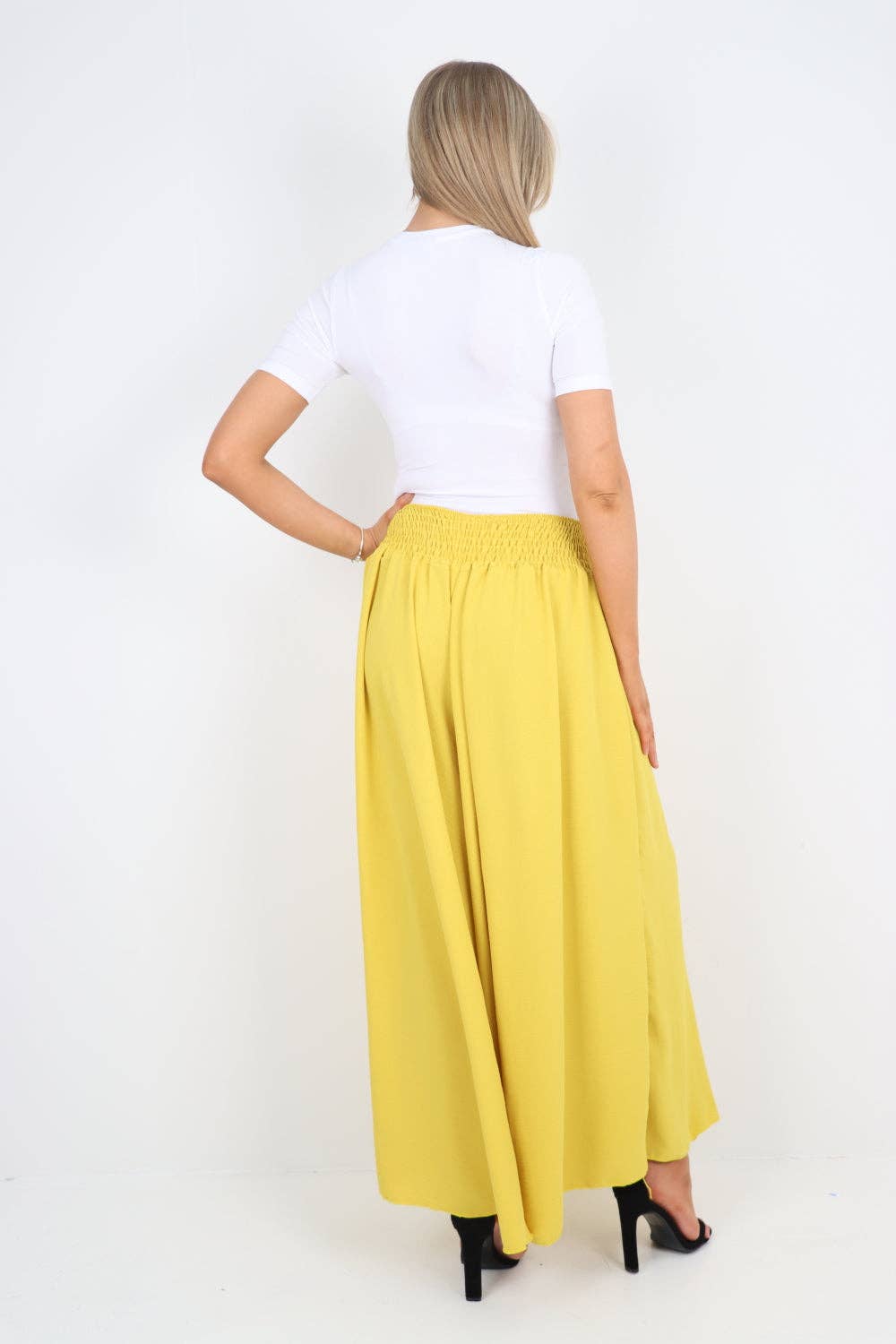Italian Plain Palazzo Trousers: Beige / One Size (UK 10-24)