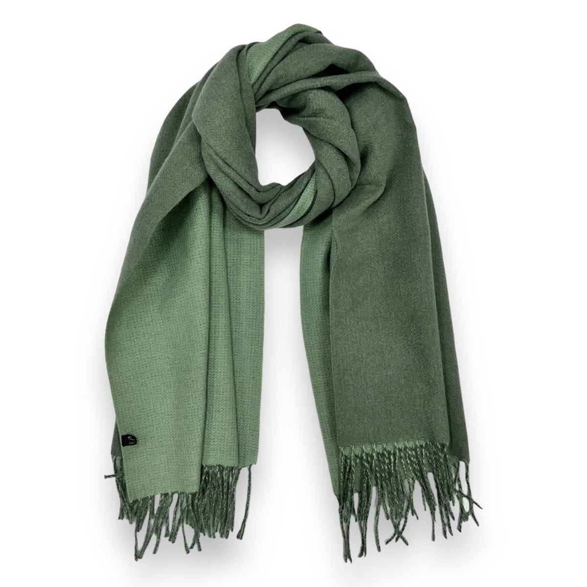 Reversible two tone coloured plain cashmere blend scarf: Brown