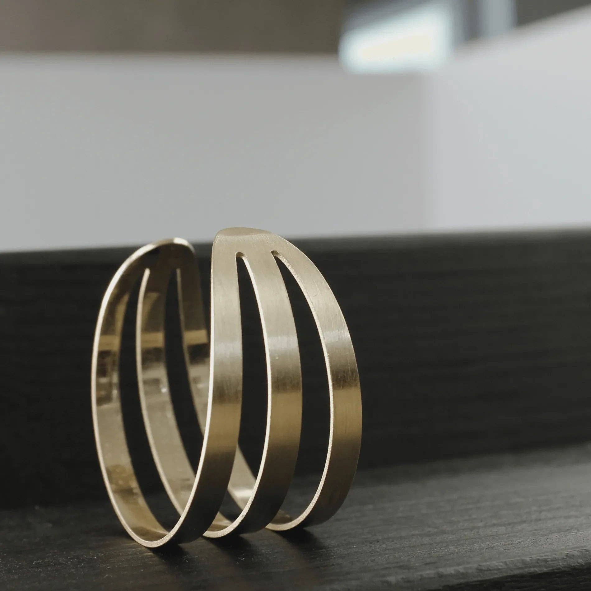 Theia 3 Rows Statement Cuff Bracelet Gold Plating