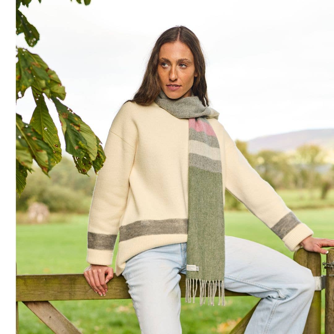 Lambswool Stripe Scarf : Wren