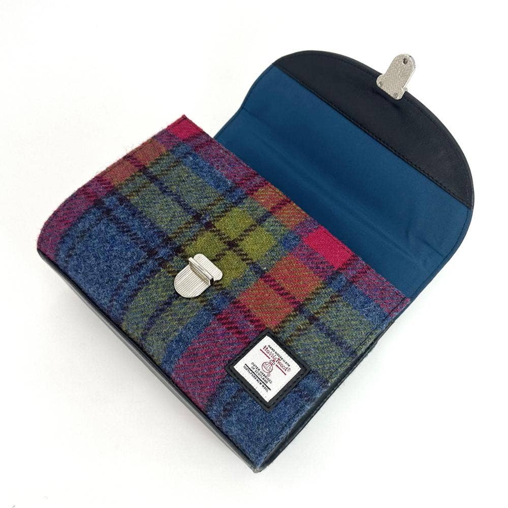 Harris Tweed Ladies Mini Day Satchel Bag Blue/Pink Check