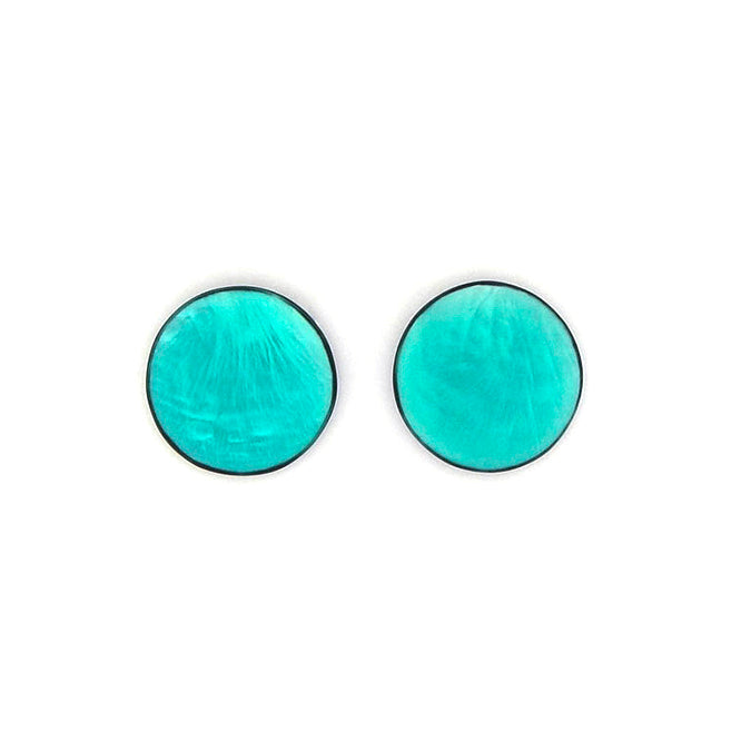 Turquoise round matt stud earring