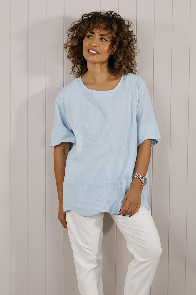 Light Blue scallop edge top