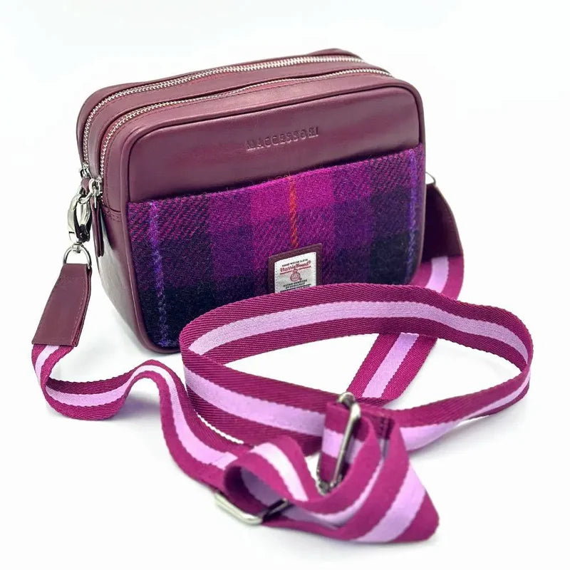 Purple Check Camera Bag