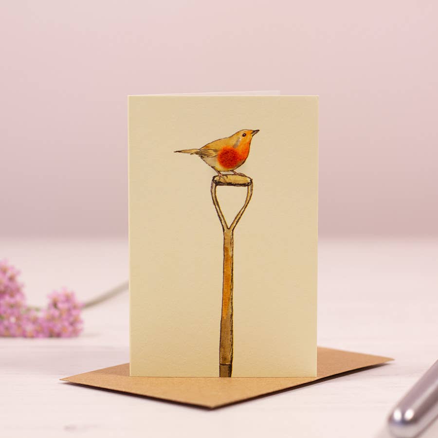 Mini Robin on a Spade hand finished card