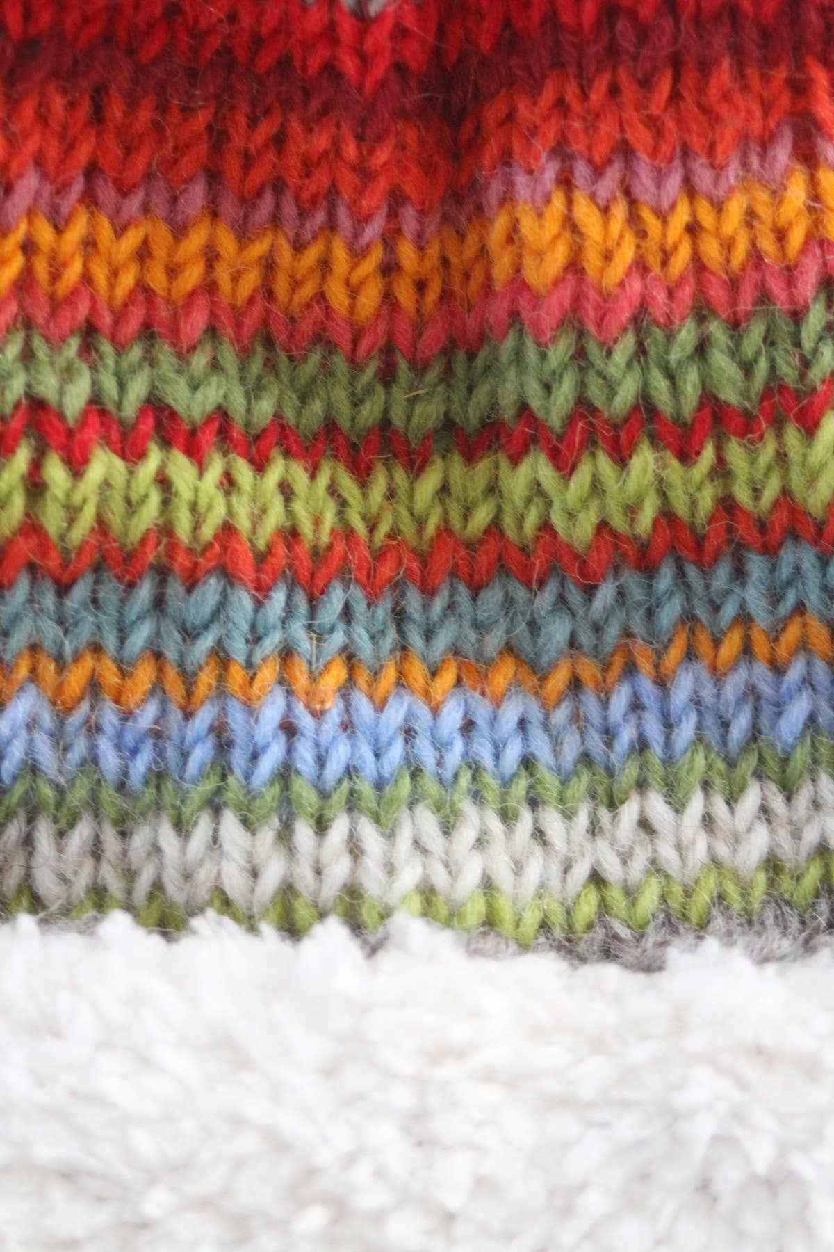 Seville Knit Fingerless Gloves Sunset Striped Sherpa Fleece: Handwarmer