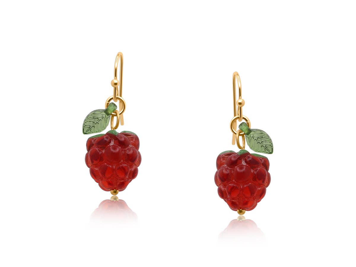Malina Raspberry Dangle Earrings: RED