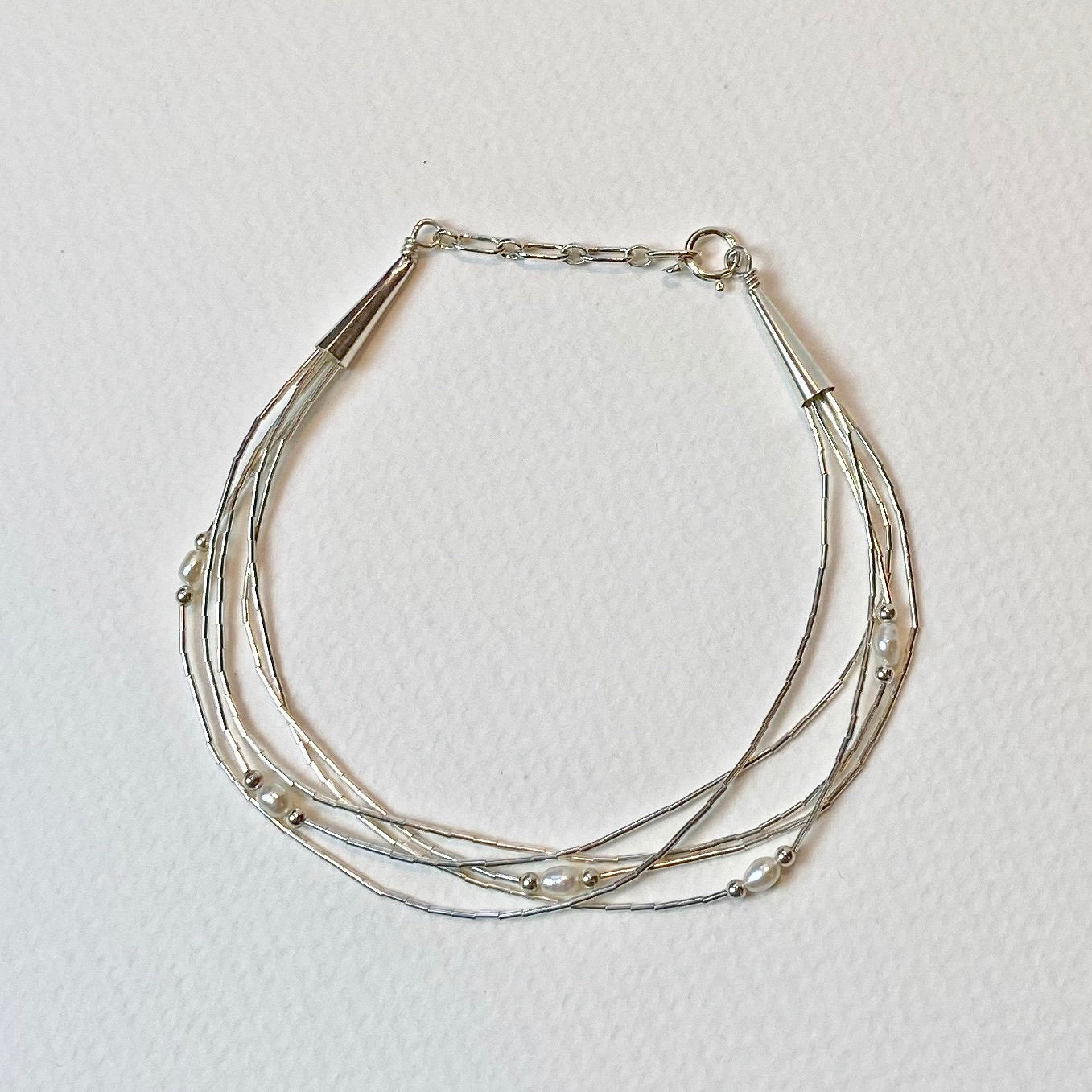 5 Strand Silver and Pearl Bracelet - The Nancy Smillie Shop - Art, Jewellery & Designer Gifts Glasgow