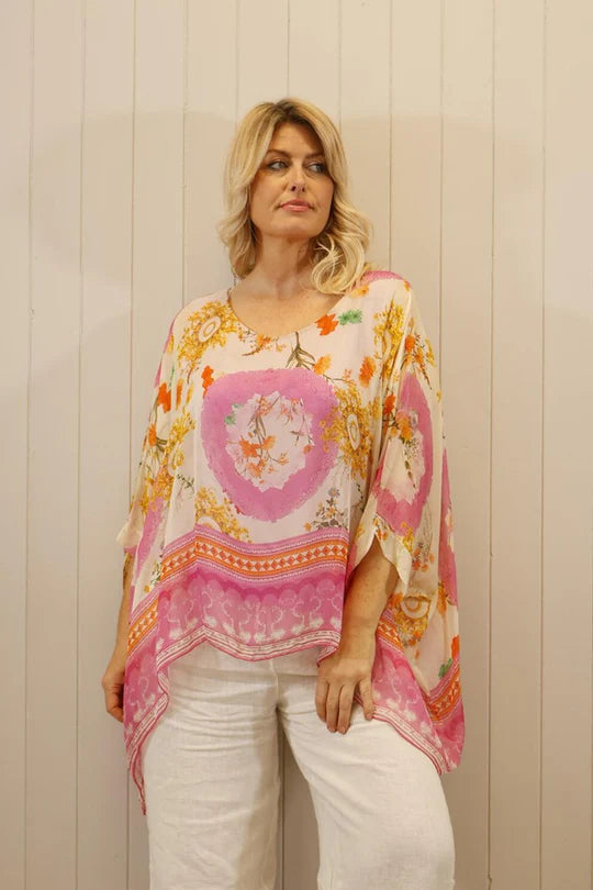 Fuchsia Silk Oriental Top