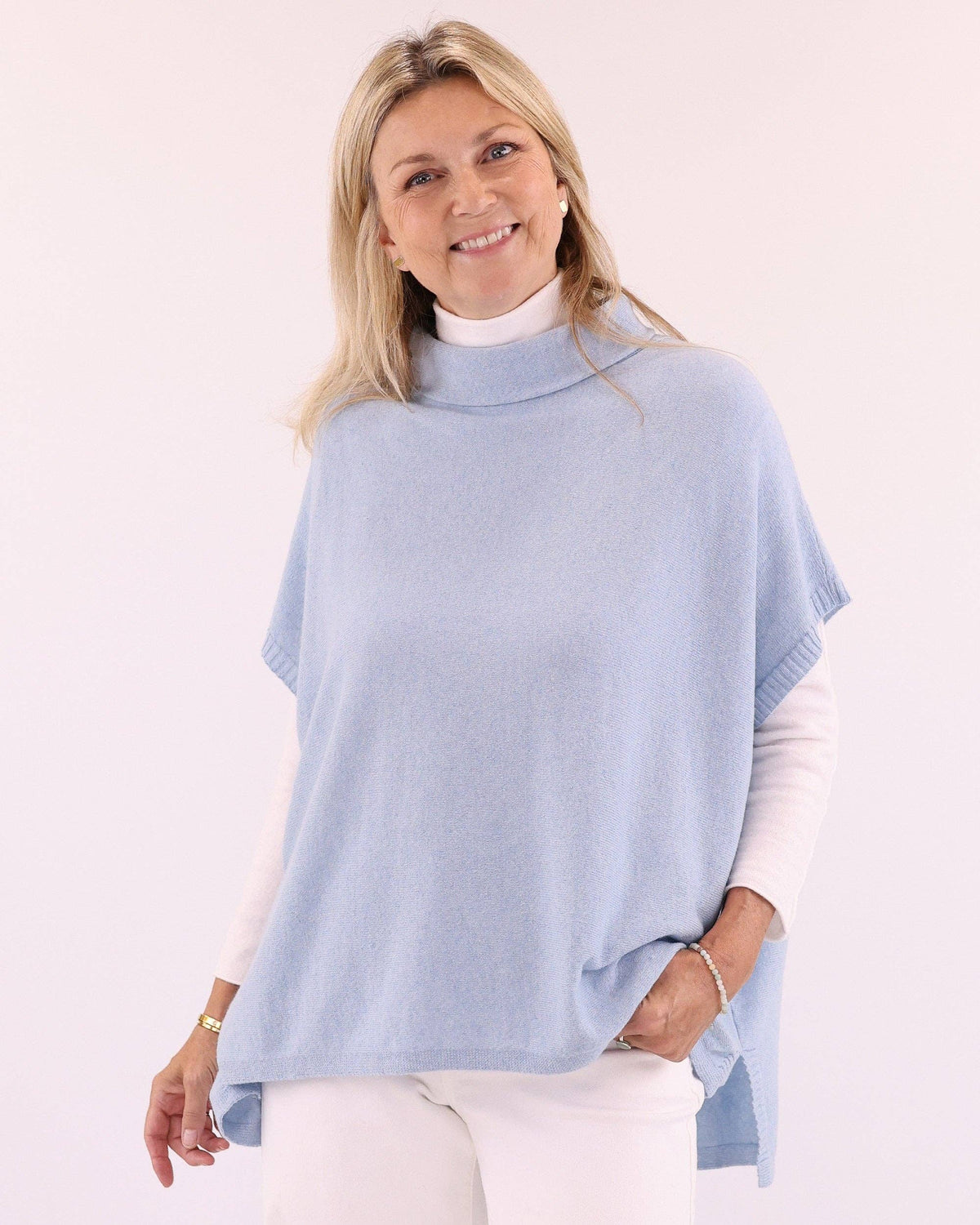 Classic Cashmere Blend Tunic: Peacock