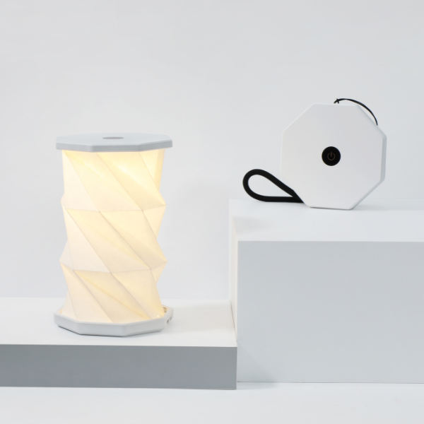 Mini Twist Hexagon Lamp: Walnut Drift