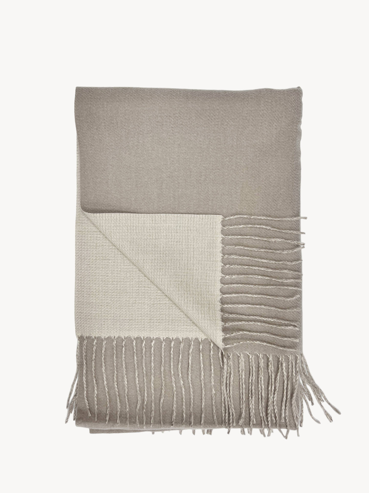 Reversible two tone coloured plain cashmere blend scarf: S
