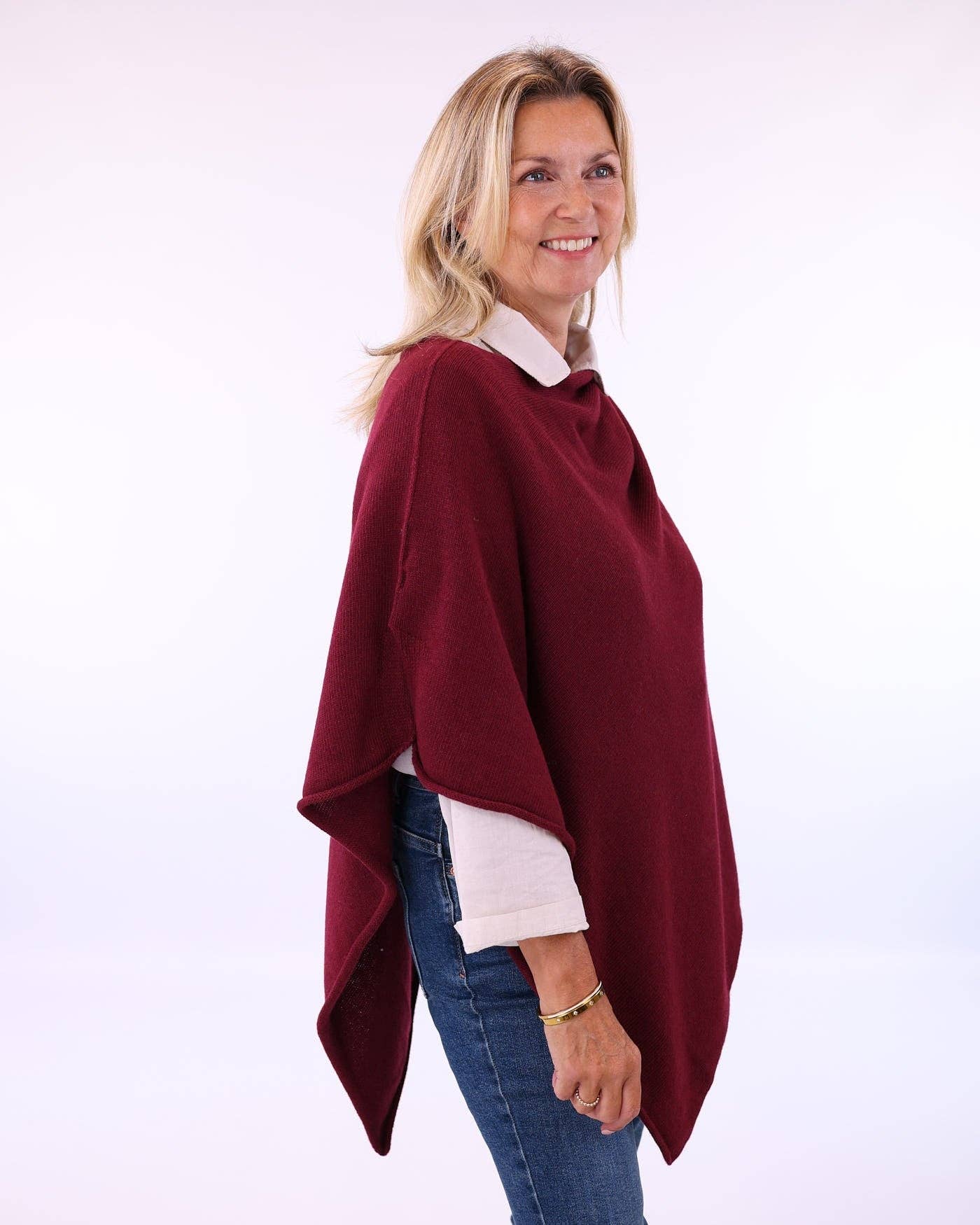 Cashmere Blend Poncho: Deep Violet