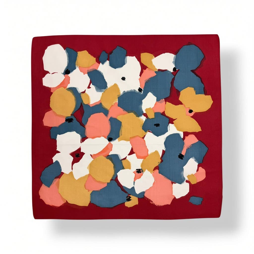 Abstract Floral Brushstroke Scarf: Red