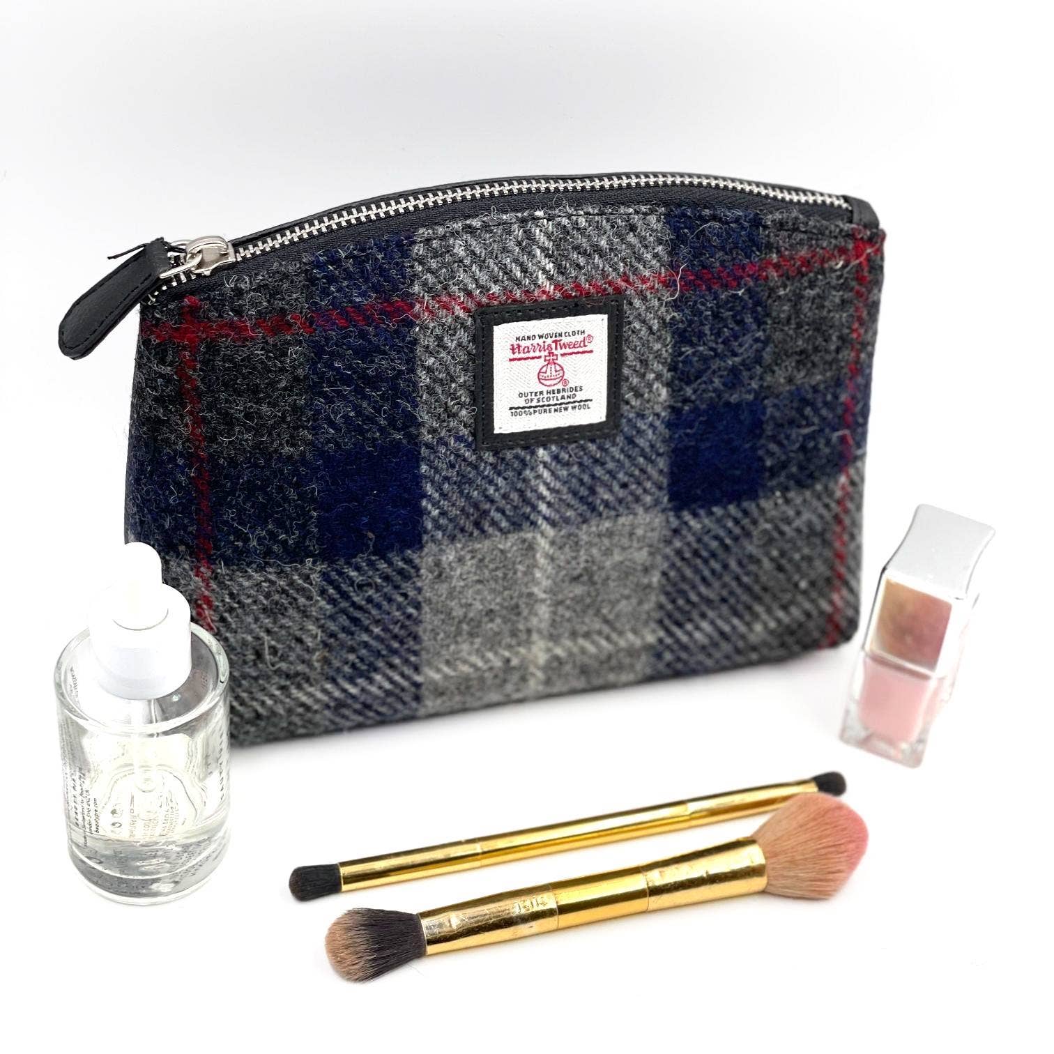 Harris Tweed Cosmetic Bag Blue Check