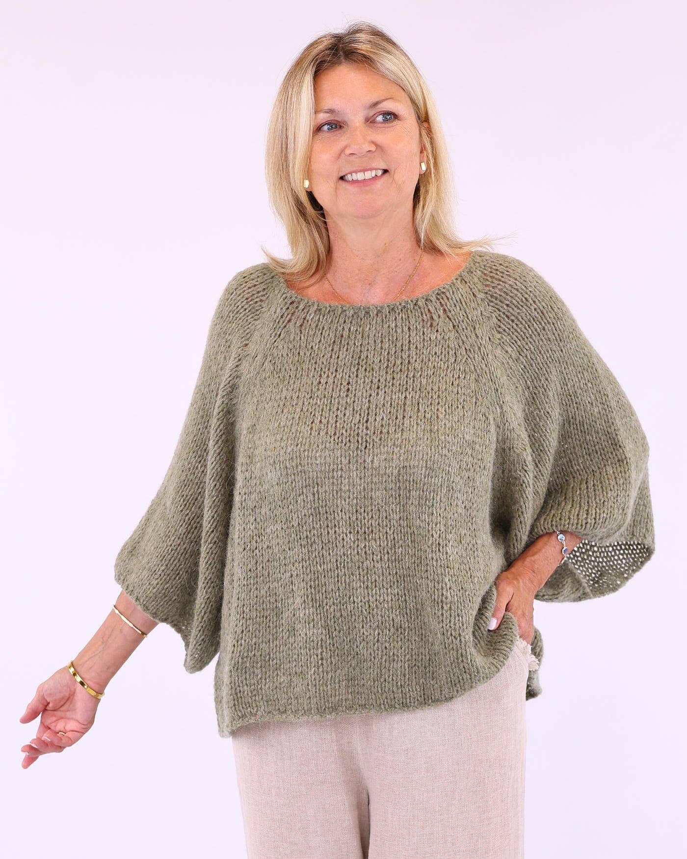Alpaca Blend Swing Jumper: Cream